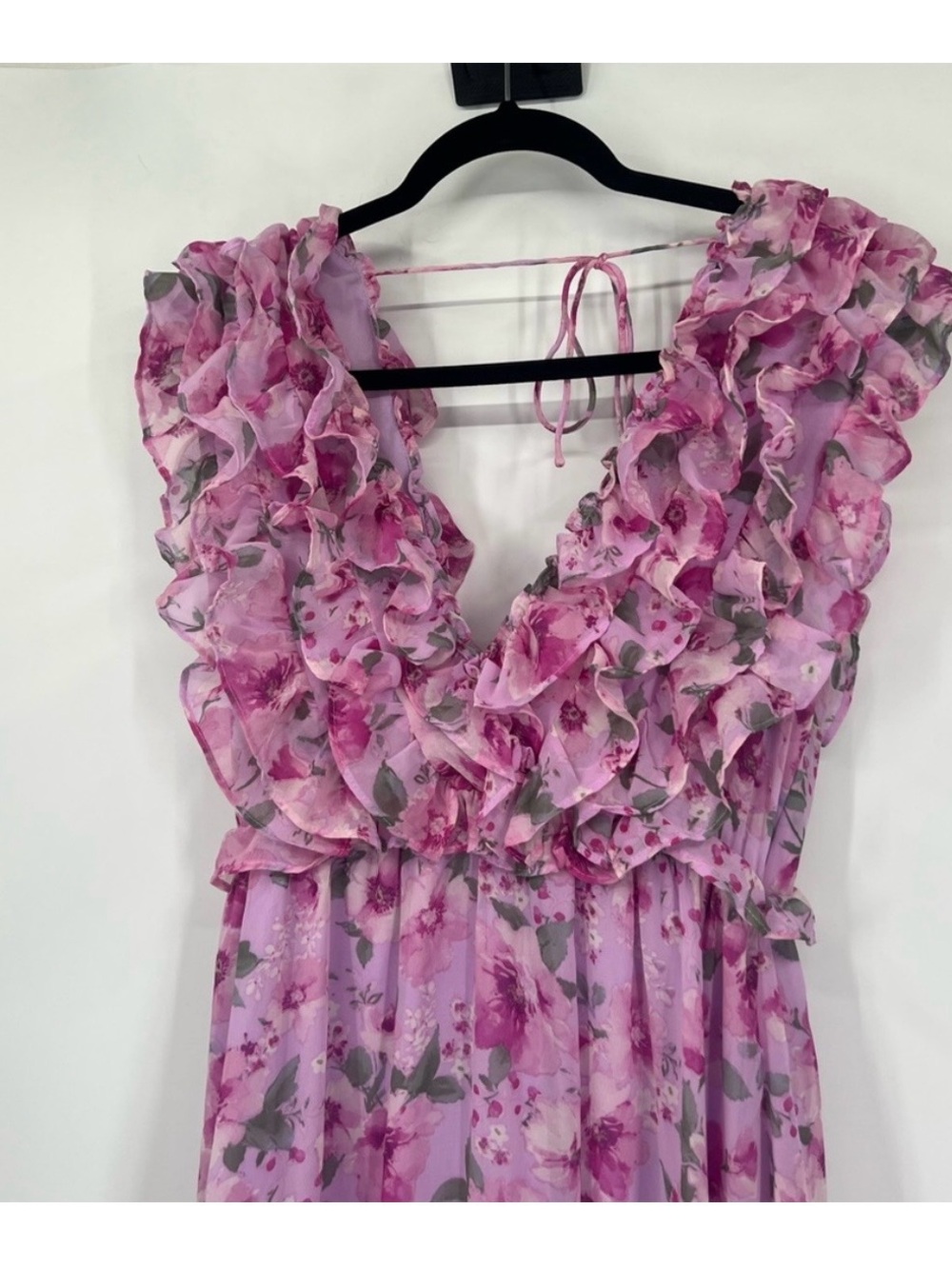 Storia Pink Floral Ruffle Maxi Dress - Picture 2 of 7